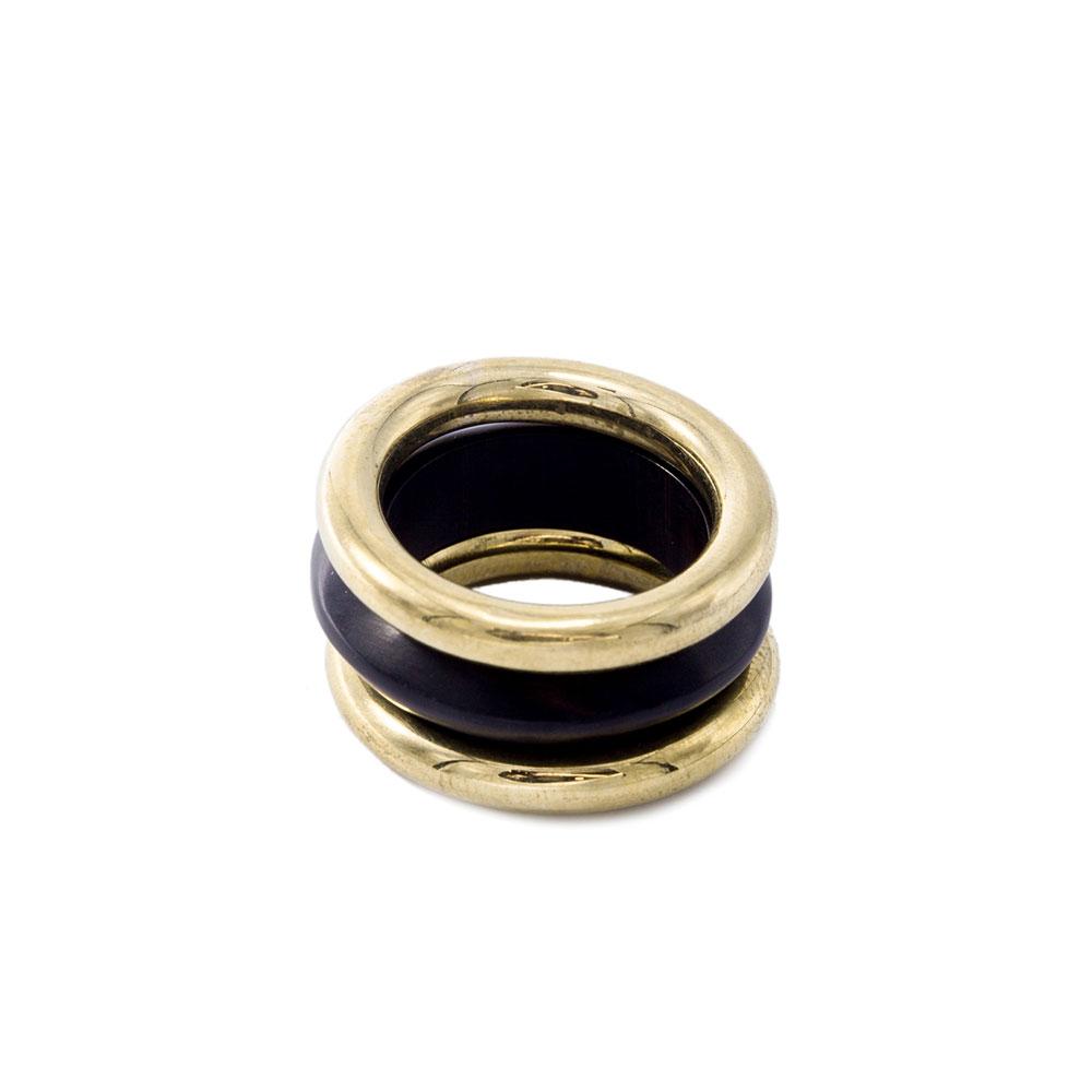 SOKO SOKO Кольцо из рога MIXED MATERIAL ROUNDED 18 размер